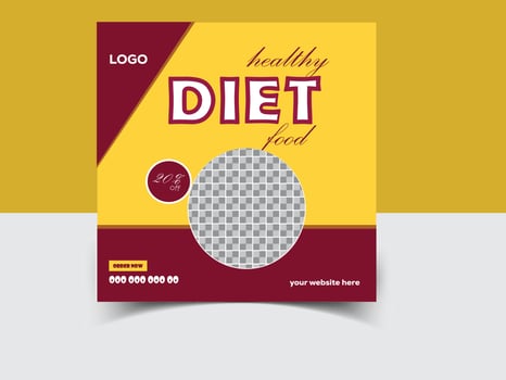 Healthy food social media post and banner design with photo collage Healthy diet Food Related Illustration. vector