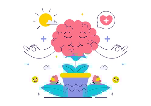 Meditative flower illustration with smiley faces vector