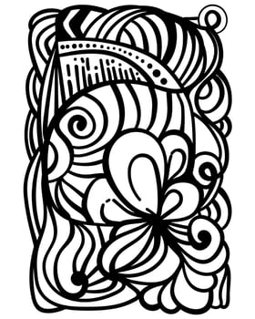 Abstract coloring page with striped patterns and lines, patterned element for colouring or making metaphorical cards vector