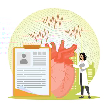 Heart monitoring with a medical professional vector