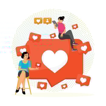 Women interacting on social media vector