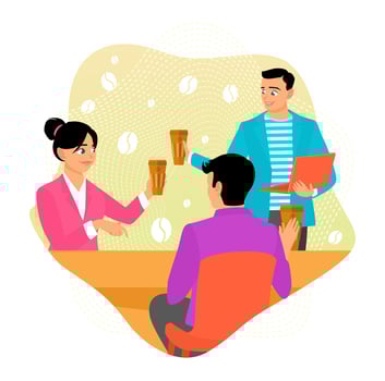 People enjoying drinks at a meeting vector