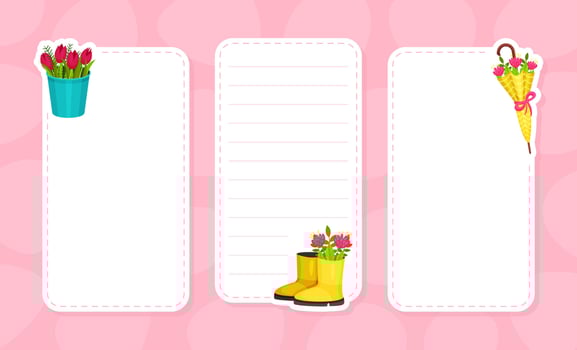 Spring Flower Empty Note Card Design with Garden Flora Template vector