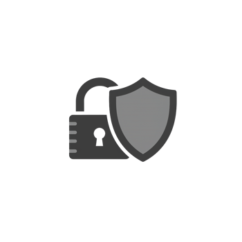 A black and white icon of a shield and a padlock png