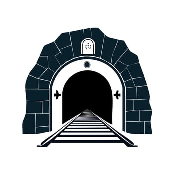 A tunnel with a train track going through it vector