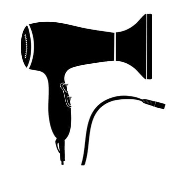 illustration of a black hairdryer silhouette vector
