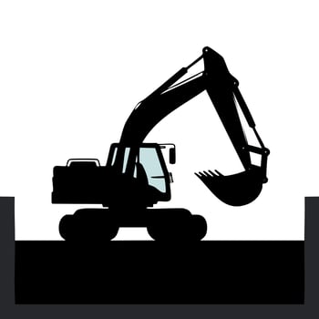 An excavator silhouette on a white background vector