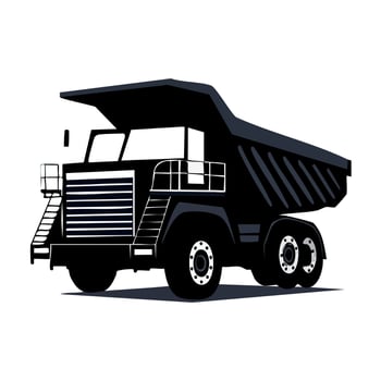 A black dump truck on a white background vector
