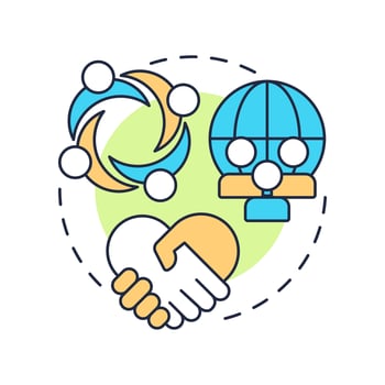 Culture multi color concept icon. Shared values, beliefs, behaviors. Nadler Tushman congruence framework. Round shape line illustration. Abstract idea. Graphic design. Easy to use in blog post vector