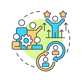 People multi color concept icon. Individuals within organization. Nadler Tushman congruence framework. Round shape line illustration. Abstract idea. Graphic design. Easy to use in blog post vector