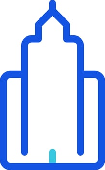 Skyscraper colorful line ui icon. State building. Urban architecture, modern construction. Landmark, skyline. Isolated duotone linear symbol. User interface element, pixel perfect vector