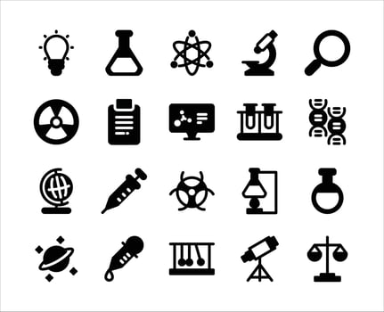 Science, Physics, and Chemistry Black Fill Icon for Website and Application Design. vector