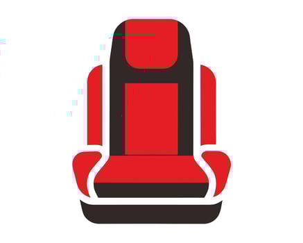 Stylish Red Car Seat Icon Comfortable, Modern Automotive Seat Design Illustration for Website or App vector