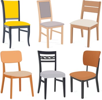 colorful chairs in various styles vector