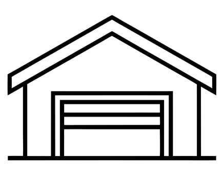 Simple Line Drawing of a Garage Building, Peaceful Suburban Setting, Minimalist Design - Professional digital artwork with vibrant colors and detailed composition vector