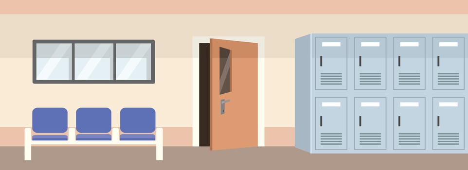 Waiting room with lockers and seating vector