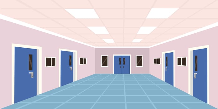Modern hallway with blue doors vector