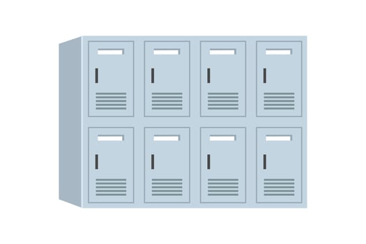 Gray locker illustration. Student locker. Locked locker. Digital lockers. Office locker. vector