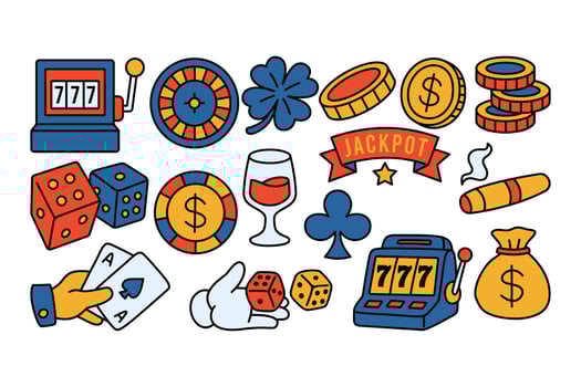 Colorful casino icons for jackpot lovers vector