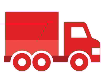 Bold Red Delivery Truck Icon Fast, Reliable Transportation and Shipping Symbol for Business - Professional digital artwork with vibrant colors and detailed composition vector