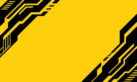 Black and yellow background abstract cyberpunk technology border vector