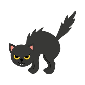 Cartoon Illustration of an Arched Black Cat vector