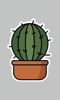 Cactus succulent in pot, cartoon flat style. Cute stylized potted succulent. Cacti isolated for sticker, greeting card, botanical designs, home decor themes vector