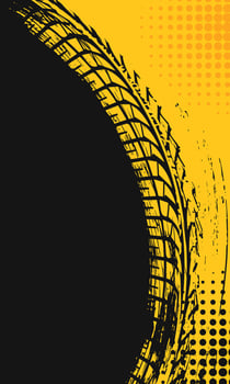 Abstract grunge black and yellow tire tracks background vector