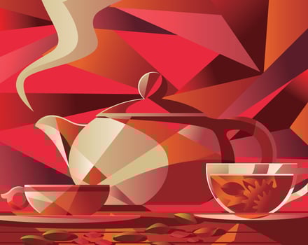 tea and teapot in cubist style vector