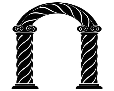 Elegant Black and White Twisted Column Archway Silhouette A Dramatic Architectural Design Element - Professional digital artwork with vibrant colors and detailed composition vector