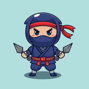Cute Ninja character cartoon illustration vector