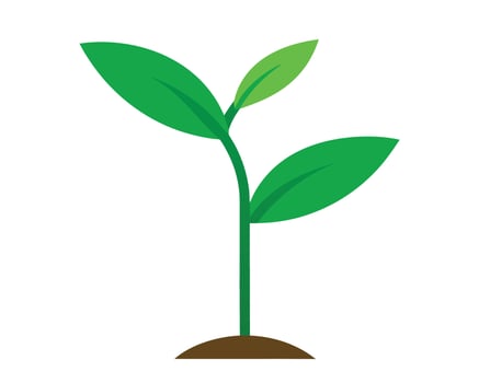 Vibrant Green Sprout Growing in Soil, Symbolizing New Life and Hopeful Beginnings on White Background vector