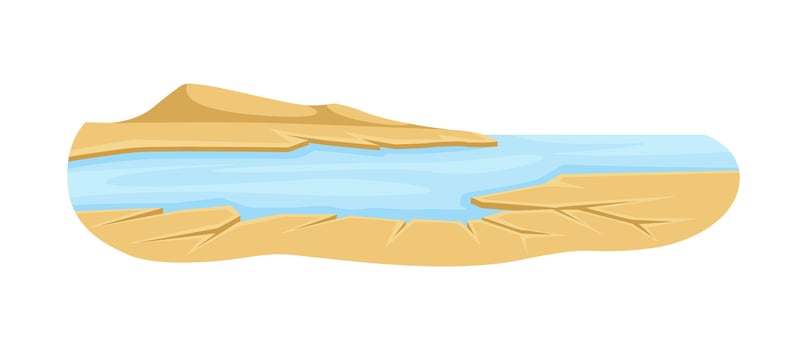 Natural Groundwater or Fresh Water Among Arid Soil and Dry Land Illustration vector