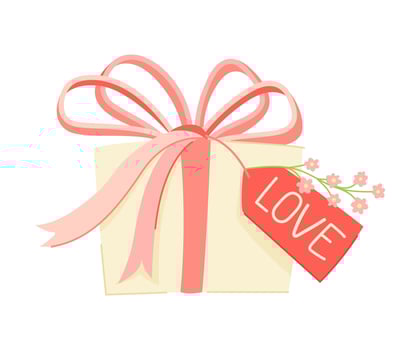 Gift Box with Bow and Tag for Valentine s Day Illustration vector