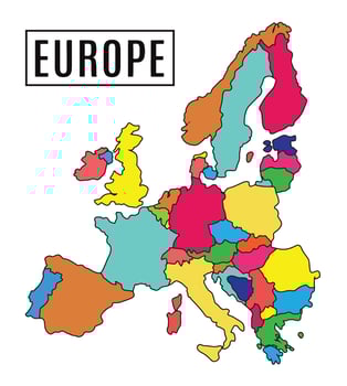 Colorful Political Map of Europe Illustration vector