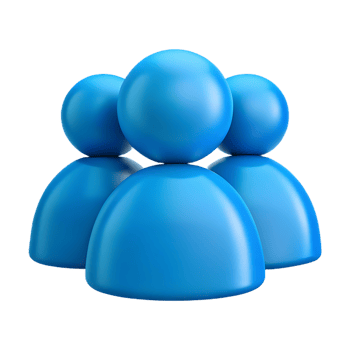 Three Blue Abstract Figures Standing Together in a Group Formation Render png