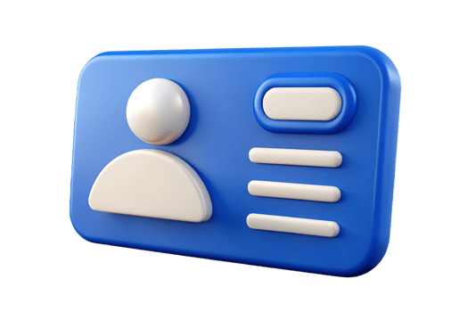Blue Identity Card with White Elements Illustration in 3D Render png