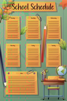 Colorful school schedule template design vector