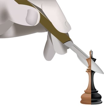 Surgeon operating chess piece with scalpel, conceptual illustration vector