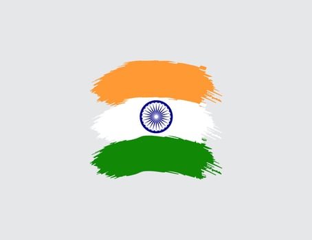 Indian Flag With Artistic Brushstroke Design on Gray Background. vector