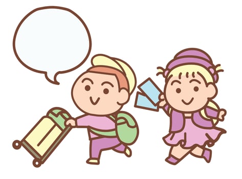 Couple carrying suitcases for travel vector