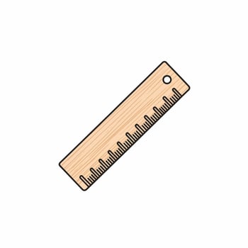 Wooden Ruler with Black Markings and Hole, Angled Position vector