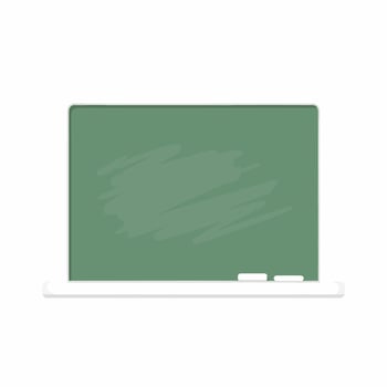 Green Chalkboard with Chalk Pieces on Tray, School Education Tool vector