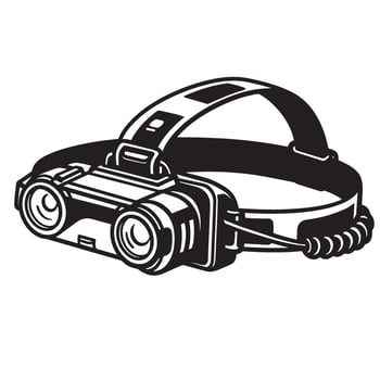 Black and white vintage headlamp illustration perfect for outdoor exploration and adventures art vector