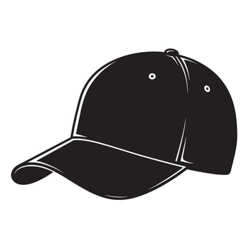 Classic black baseball cap graphic isolated on white background in vintage art style vector