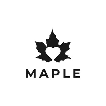 Maple Leaf Heart Logo Minimalist Design for Branding vector