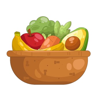 Fruit and Vegetable Basket Illustration vector