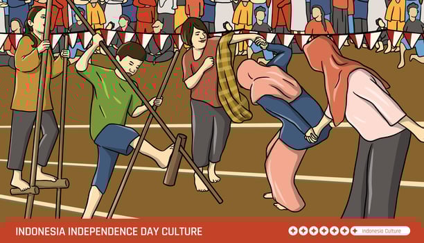 Indonesians celebrating Independence Day activities vector