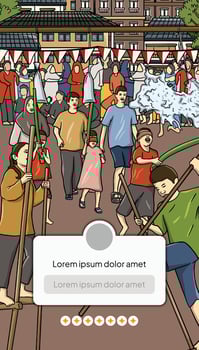 Colorful festival crowd in celebration vector