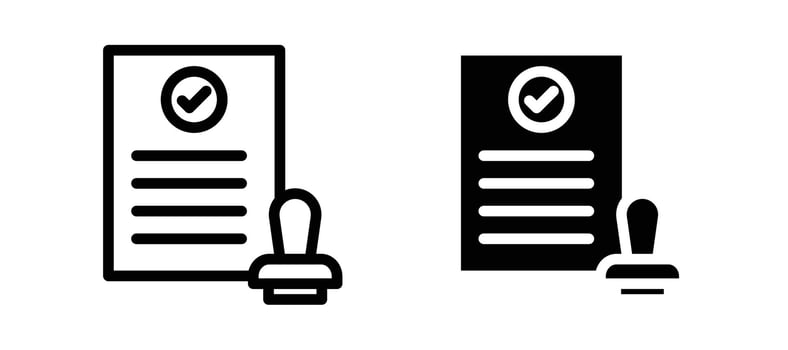 Approved document icon in black color for website or app. vector